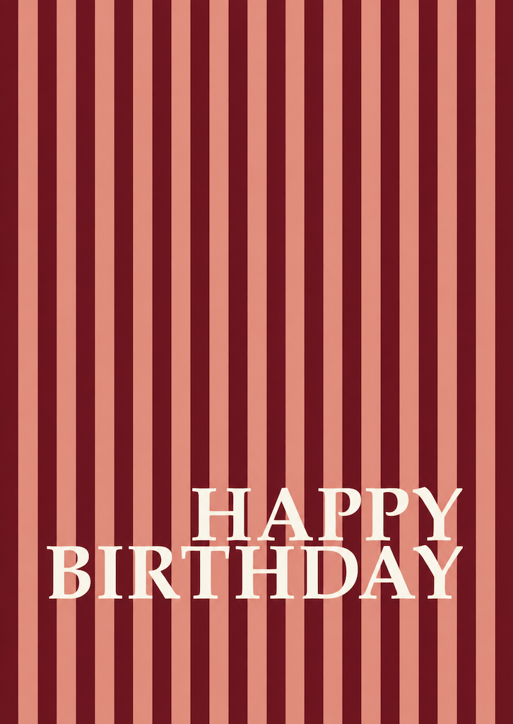 Kaart happy birthday gestreept