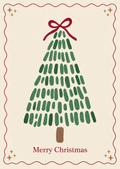 Kaart kerst | kerstboom met strik