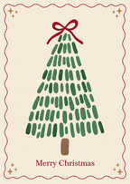 Kaart kerst | kerstboom met strik