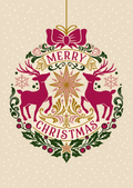 Kaart kerst | kerstbal met rendieren