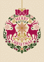 Kaart kerst | kerstbal met rendieren